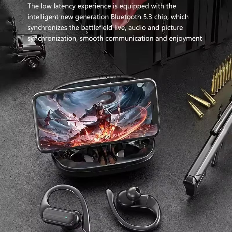 Original Bluetooth 5.3 Earphones TWS Wireless HiFi Headphones Ear Hooks Running Sports Call Game Headset LED Display