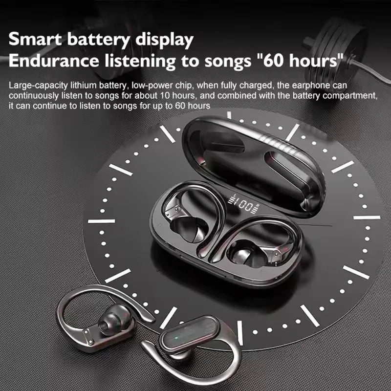 Original Bluetooth 5.3 Earphones TWS Wireless HiFi Headphones Ear Hooks Running Sports Call Game Headset LED Display